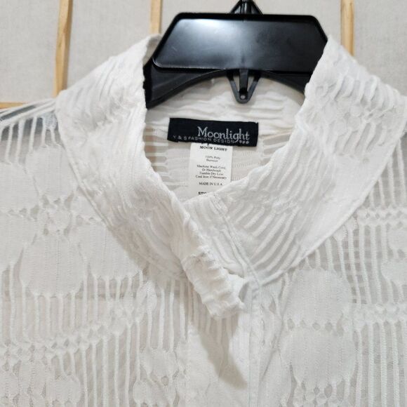 Moonlight Y&S Fashion Design Womens White Sheer Blouse Sz S - Picture 5 of 14